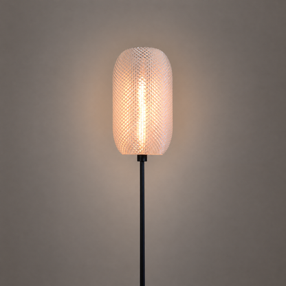 KOTTEN vit transparent lampskärm på lampfot, neutral studiobakgrund
