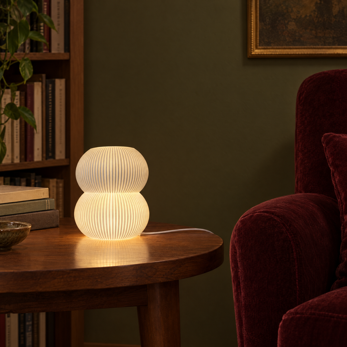 PLUMP fönsterlampa i vitt – klassisk läshörna