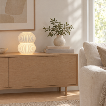 PLUMP fönsterlampa i vitt – skandinaviskt vardagsrum